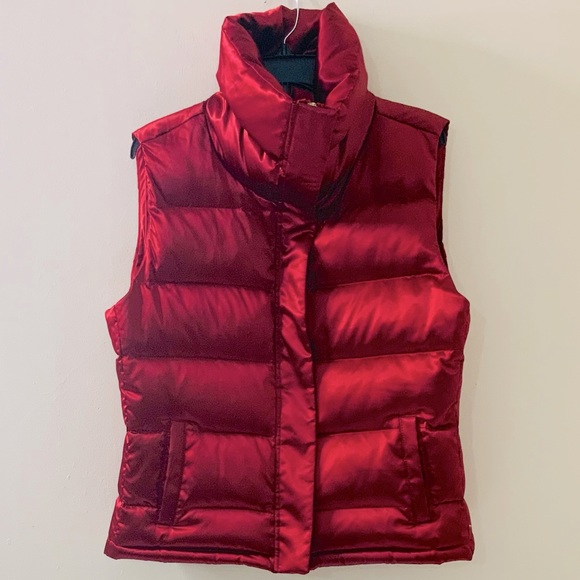 Talbots Jackets & Blazers - Claret Red Down High Zip Puffer Vest